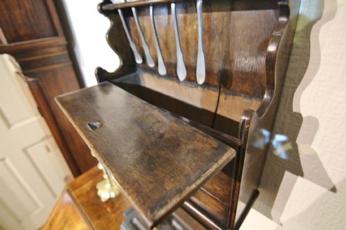 GEORGIAN INLAID OAK SPOONRACK PEWTER SPOONS - ADDITIONAL PHOTO 8