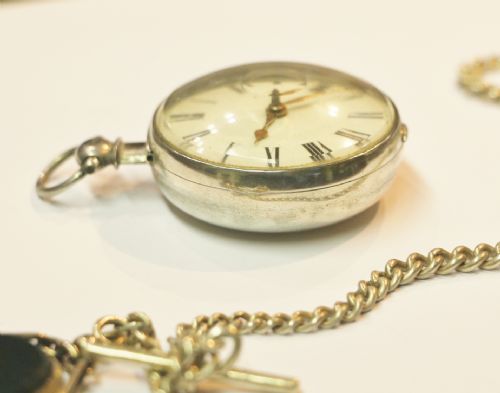 WELSH 19TH CENTURY STERLING SILVER GOLIATH NUMBERED POCKET WATCH BELCKER WITH REDGREEN FOB - ADDITIONAL PHOTO 4