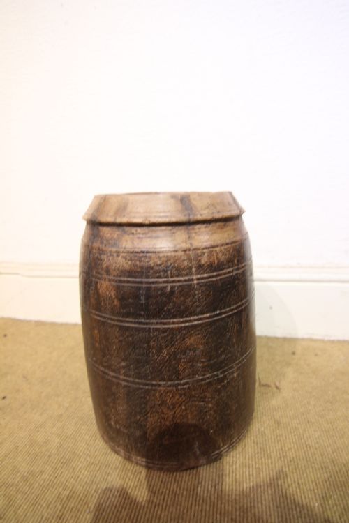 LARGE ANTIQUE TURNED WOODEN CHURN VASE