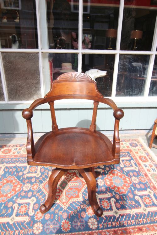 SHOOLBRED ARTS CRAFT SWIVEL MAHOGANY OFFICE CHAIR - ADDITIONAL PHOTO 1