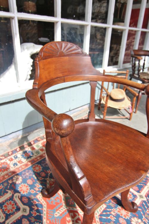 SHOOLBRED ARTS CRAFT SWIVEL MAHOGANY OFFICE CHAIR - ADDITIONAL PHOTO 2