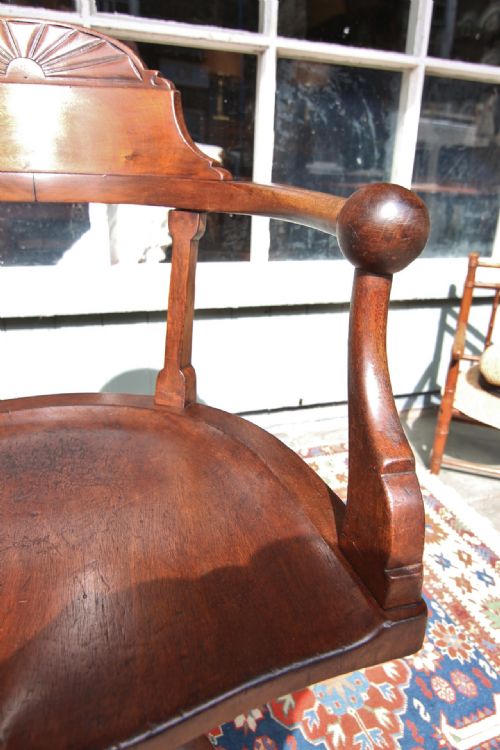 SHOOLBRED ARTS CRAFT SWIVEL MAHOGANY OFFICE CHAIR - ADDITIONAL PHOTO 4