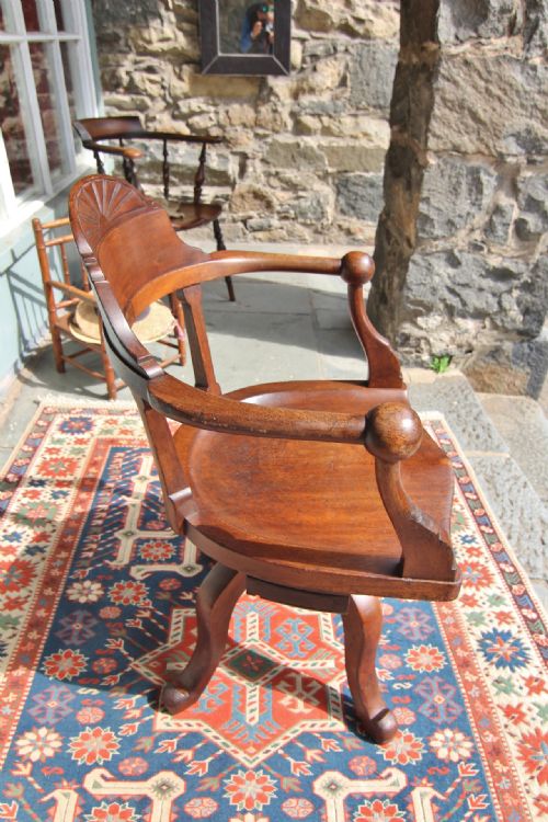 SHOOLBRED ARTS CRAFT SWIVEL MAHOGANY OFFICE CHAIR - ADDITIONAL PHOTO 5