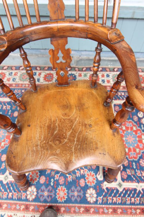 19TH CENTURY YEW AND ELM BROAD ARM WINDSOR - ADDITIONAL PHOTO 1
