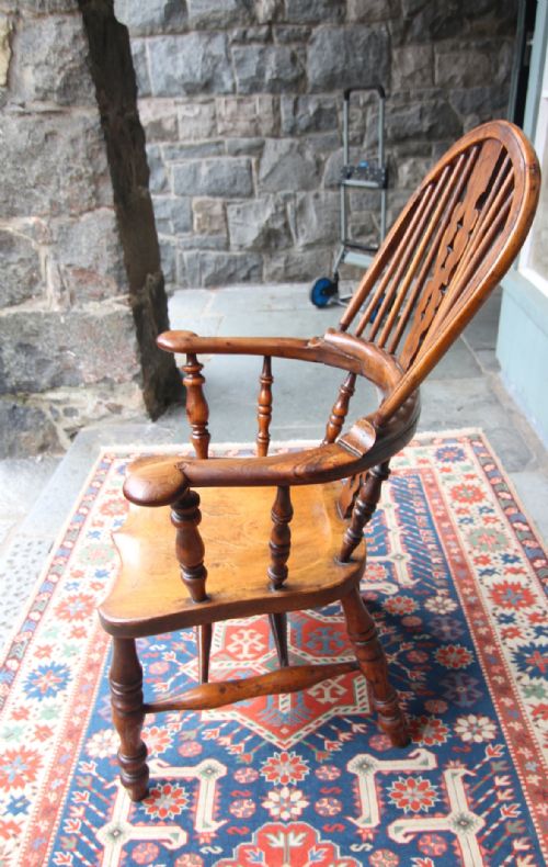 19TH CENTURY YEW AND ELM BROAD ARM WINDSOR - ADDITIONAL PHOTO 8
