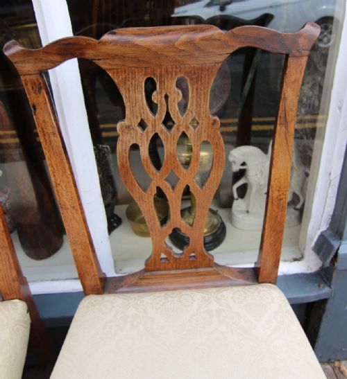 GOOD SET OF 6 GOLDEN OAK GEORGIAN COUNTRY CHIPPENDALE CHAIRS - ADDITIONAL PHOTO 1