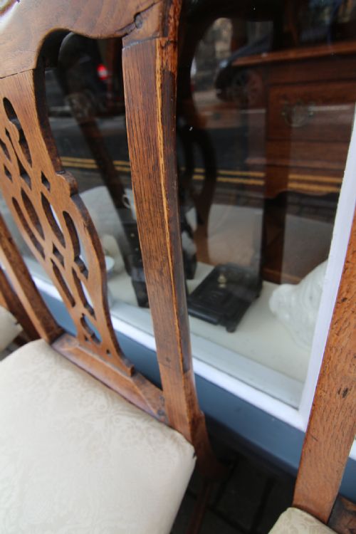 GOOD SET OF 6 GOLDEN OAK GEORGIAN COUNTRY CHIPPENDALE CHAIRS - ADDITIONAL PHOTO 5