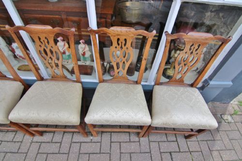GOOD SET OF 6 GOLDEN OAK GEORGIAN COUNTRY CHIPPENDALE CHAIRS - ADDITIONAL PHOTO 8