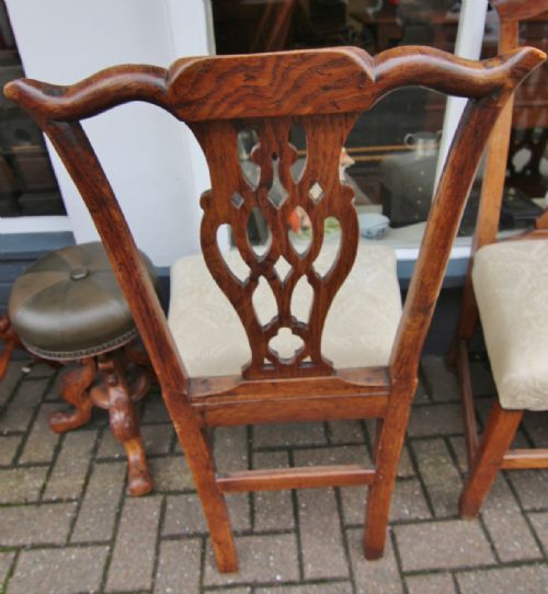 GOOD SET OF 6 GOLDEN OAK GEORGIAN COUNTRY CHIPPENDALE CHAIRS - ADDITIONAL PHOTO 10