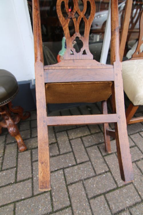 GOOD SET OF 6 GOLDEN OAK GEORGIAN COUNTRY CHIPPENDALE CHAIRS - ADDITIONAL PHOTO 12
