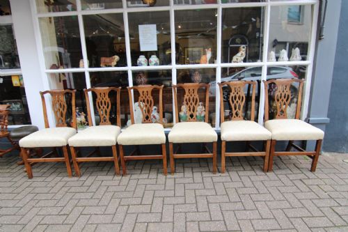 GOOD SET OF 6 GOLDEN OAK GEORGIAN COUNTRY CHIPPENDALE CHAIRS - ADDITIONAL PHOTO 13