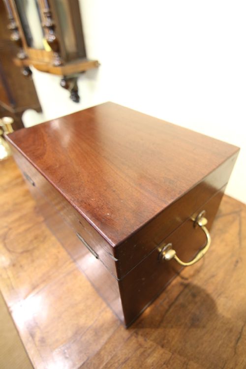 GEORGIAN MAHOGANY BOX WITH DRAWER - ADDITIONAL PHOTO 10
