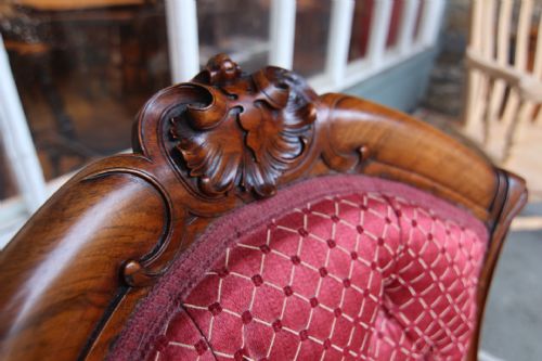 GOOD QUALITY ROSEWOOD UPHOLSTERED NURSING BEDROOM CHAIR - ADDITIONAL PHOTO 1