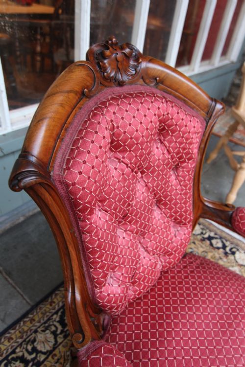 GOOD QUALITY ROSEWOOD UPHOLSTERED NURSING BEDROOM CHAIR - ADDITIONAL PHOTO 2