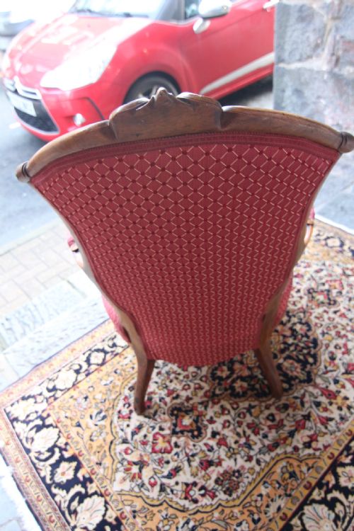 GOOD QUALITY ROSEWOOD UPHOLSTERED NURSING BEDROOM CHAIR - ADDITIONAL PHOTO 6