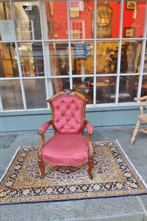 GOOD QUALITY ROSEWOOD UPHOLSTERED NURSING BEDROOM CHAIR - ADDITIONAL PHOTO 8