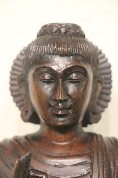 LARGE CARVED WOODEN BUDDHA - ADDITIONAL PHOTO 6