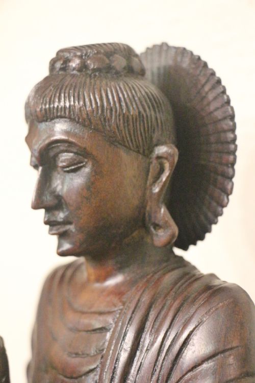 LARGE CARVED WOODEN BUDDHA - ADDITIONAL PHOTO 7