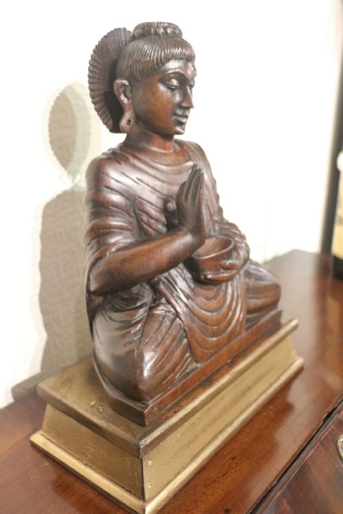 LARGE CARVED WOODEN BUDDHA - ADDITIONAL PHOTO 9