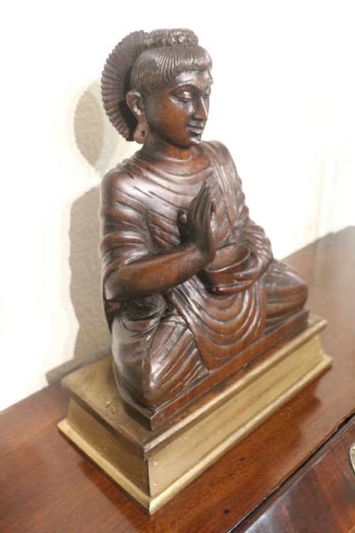 LARGE CARVED WOODEN BUDDHA - ADDITIONAL PHOTO 10