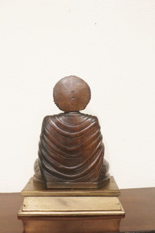 LARGE CARVED WOODEN BUDDHA - ADDITIONAL PHOTO 11