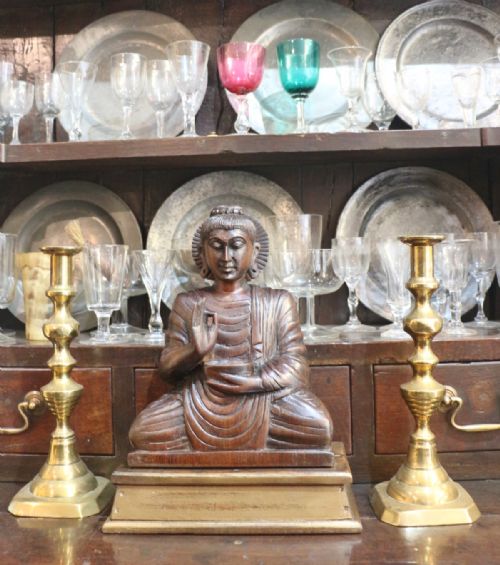 LARGE CARVED WOODEN BUDDHA - ADDITIONAL PHOTO 13