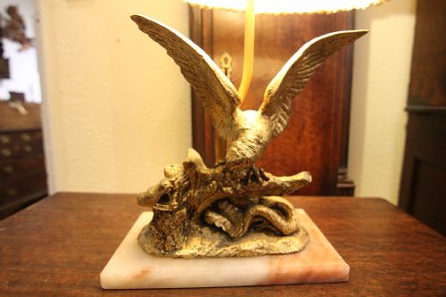 EDWARDIAN BRASS EAGLE AND SERPENT LAMP - ADDITIONAL PHOTO 1