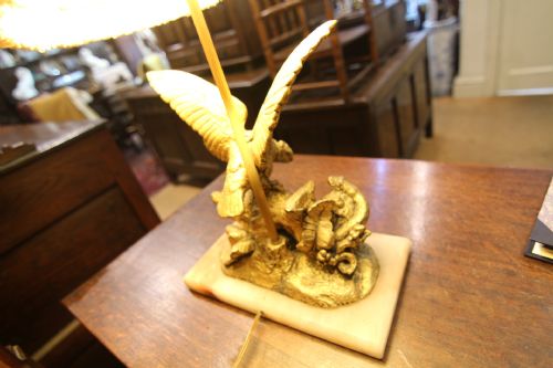 EDWARDIAN BRASS EAGLE AND SERPENT LAMP - ADDITIONAL PHOTO 4