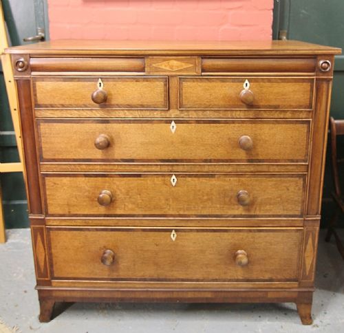 A GOOD 19TH CENTURY INLAID CHEST OF 5 PLUS 2 SECRET DRAWER CHEST OF DRAWERS