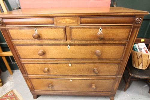 A GOOD 19TH CENTURY INLAID CHEST OF 5 PLUS 2 SECRET DRAWER CHEST OF DRAWERS - ADDITIONAL PHOTO 1