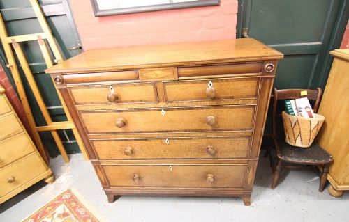 A GOOD 19TH CENTURY INLAID CHEST OF 5 PLUS 2 SECRET DRAWER CHEST OF DRAWERS - ADDITIONAL PHOTO 8
