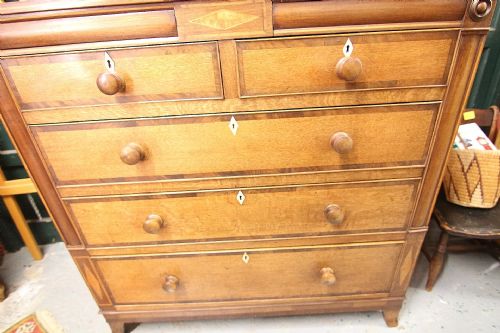 A GOOD 19TH CENTURY INLAID CHEST OF 5 PLUS 2 SECRET DRAWER CHEST OF DRAWERS - ADDITIONAL PHOTO 9