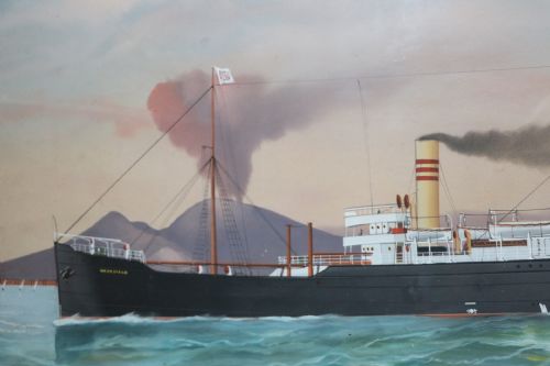 WWI SHIPS PAINTING SS 'WESTFIELD' OFF COAST OF ITALY 1906 - ADDITIONAL PHOTO 2