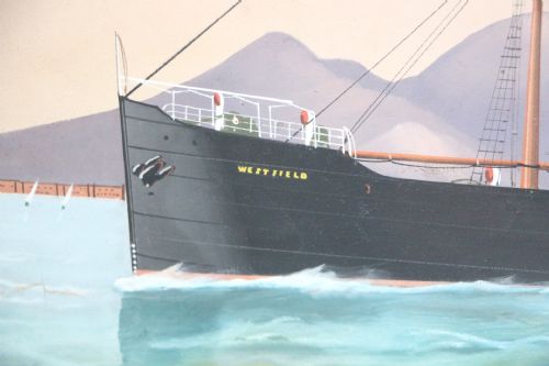 WWI SHIPS PAINTING SS 'WESTFIELD' OFF COAST OF ITALY 1906 - ADDITIONAL PHOTO 3