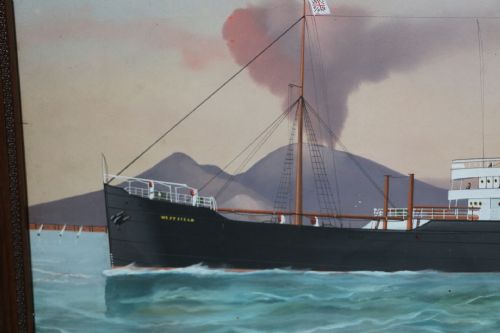 WWI SHIPS PAINTING SS 'WESTFIELD' OFF COAST OF ITALY 1906 - ADDITIONAL PHOTO 4