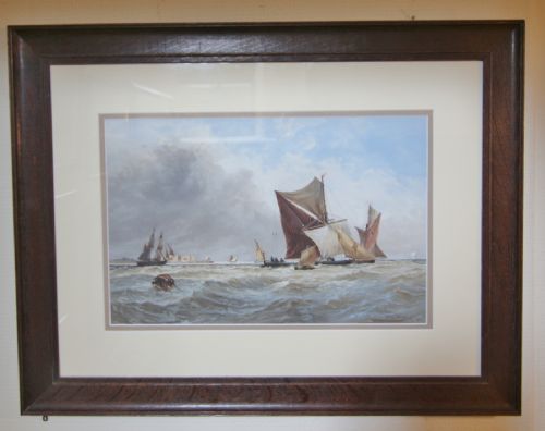LARGE 19TH CENTURY SEASCAPE 'ON THE MEDWAY' BY TB HARDY 1874