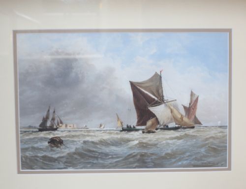 LARGE 19TH CENTURY SEASCAPE 'ON THE MEDWAY' BY TB HARDY 1874 - ADDITIONAL PHOTO 1