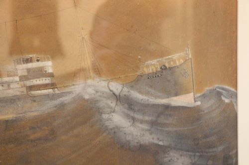 WW1 STEAMSHIP 'QUEEN' IN ROUGH WATERS F CORPUZ ARTIST - ADDITIONAL PHOTO 4