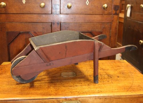 Folk Art Welsh Childs Wooden Wheelbarrow