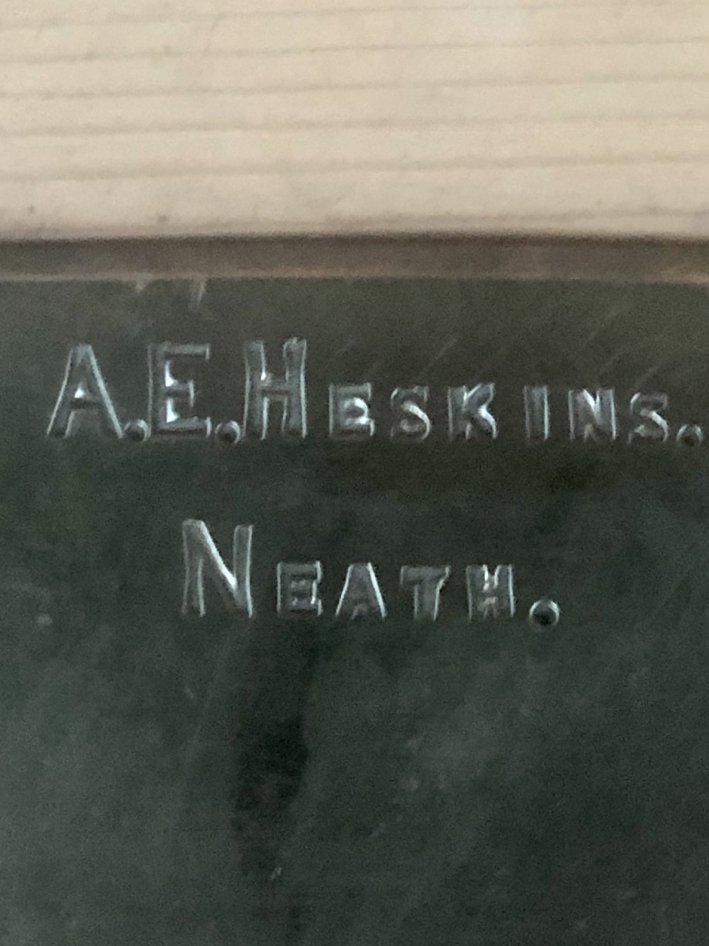 PINE BOX WITH BRASS PLAQUE ‘A.E.HESKINS.  NEATH’ View II