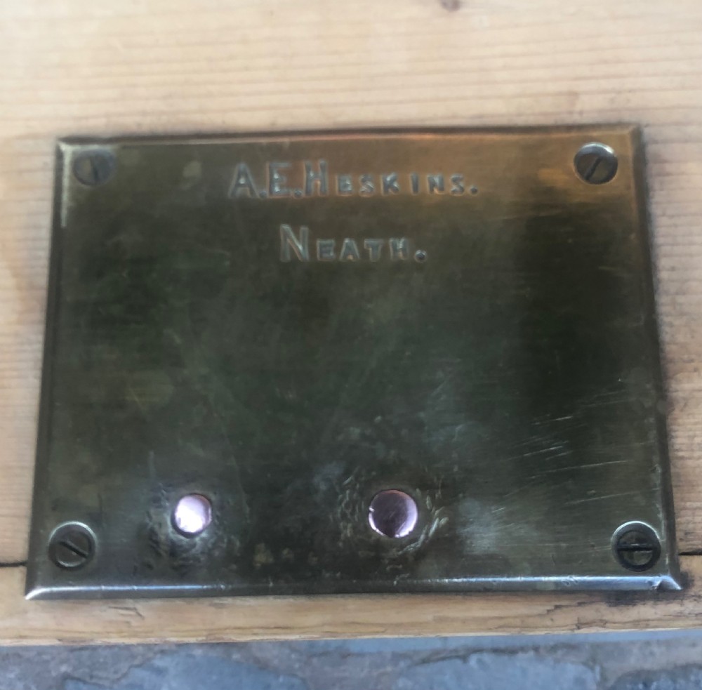 PINE BOX WITH BRASS PLAQUE ‘A.E.HESKINS.  NEATH’ View VI