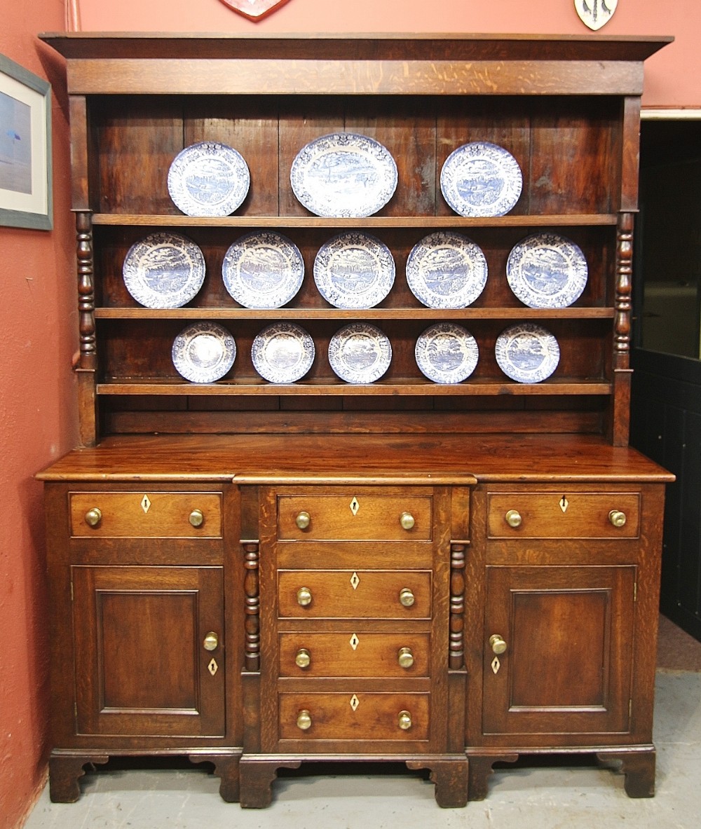 CLEAN 19TH CENTURY  OAK & MAHOGANY WELSH DRESSER & PLATES