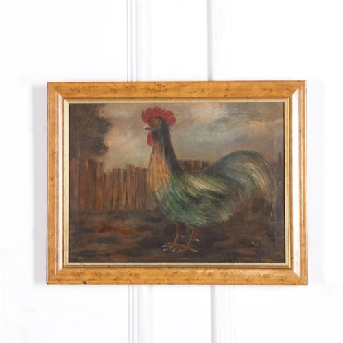 c19th oil on canvas of a cockerel - CATEGORY: ANTIQUE ART - DATED 1860