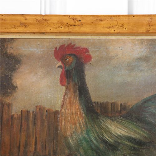 C19TH OIL ON CANVAS OF A COCKEREL - ADDITIONAL PHOTO 1