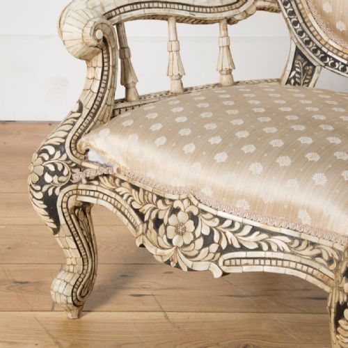 EARLY C20TH PAIR OF ANGLO INDIAN BONE INLAID CHAIR - ADDITIONAL PHOTO 2