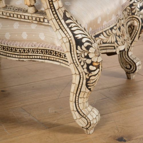 EARLY C20TH PAIR OF ANGLO INDIAN BONE INLAID CHAIR - ADDITIONAL PHOTO 3