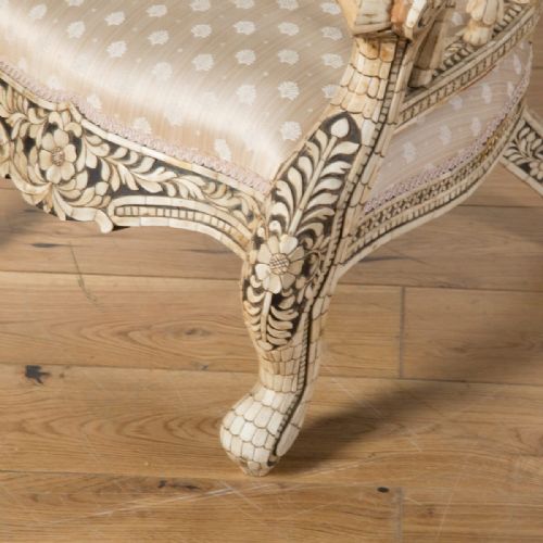 EARLY C20TH PAIR OF ANGLO INDIAN BONE INLAID CHAIR - ADDITIONAL PHOTO 4