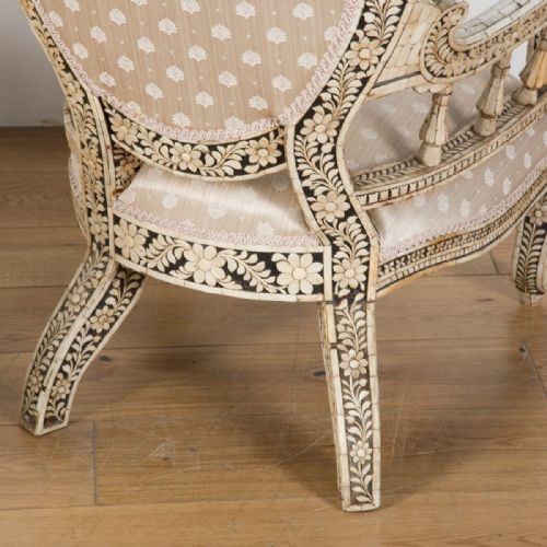 EARLY C20TH PAIR OF ANGLO INDIAN BONE INLAID CHAIR - ADDITIONAL PHOTO 6