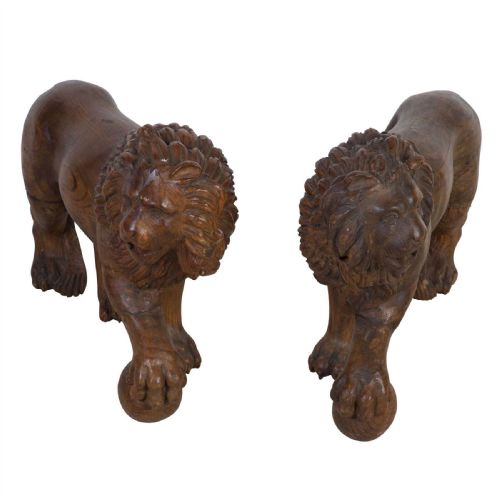 LARGE PAIR OF C19TH GRAND TOUR CARVED MEDICI LIONS - ADDITIONAL PHOTO 2