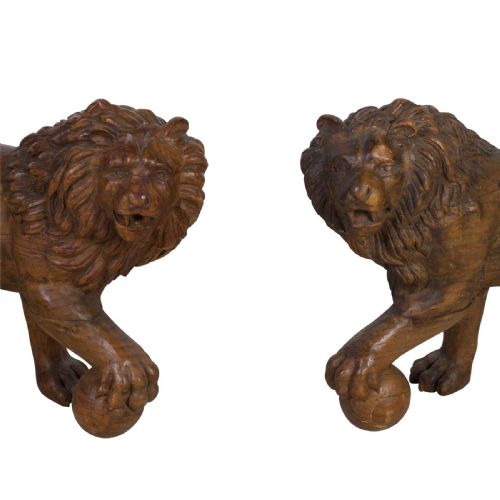LARGE PAIR OF C19TH GRAND TOUR CARVED MEDICI LIONS - ADDITIONAL PHOTO 3